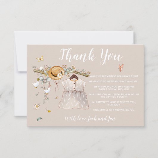 Het is een meisje Baby shower Dank je wel Bedankkaart (Voorkant)