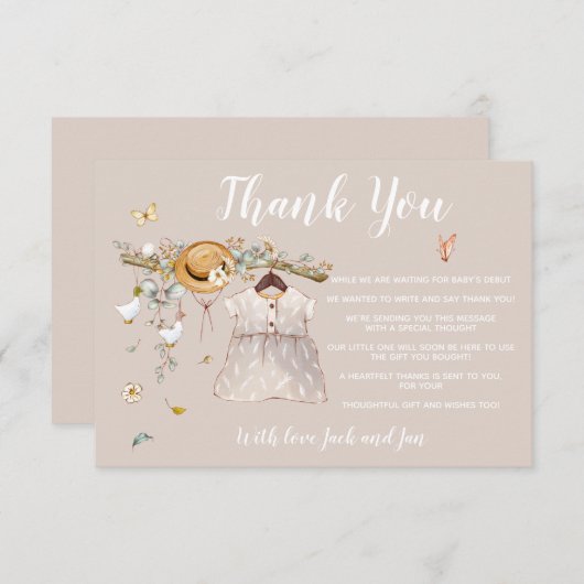 Het is een meisje Baby shower Dank je wel Bedankkaart (Voorkant / Achterkant)