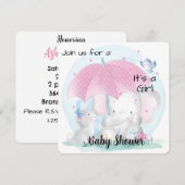 Het is een meisje Baby shower Elephant en Kittens Feestdagenkaart (Voorkant / Achterkant)
