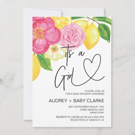 Het is een Meisje Baby Shower Feest Zomer Baby Fee Kaart (Voorkant)