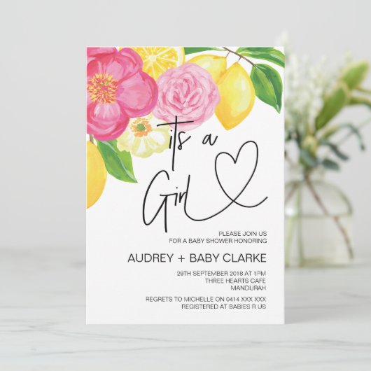 Het is een Meisje Baby Shower Feest Zomer Baby Fee Kaart (Staand voorkant)