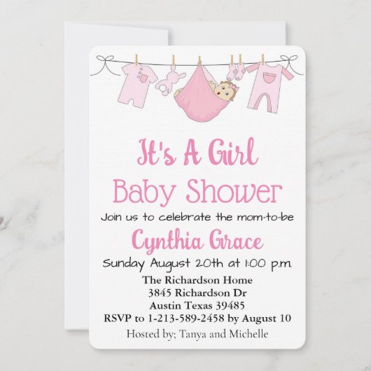 Het is een meisje Baby shower Feestdagenkaart (Voorkant)