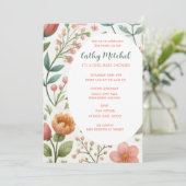 Het is een meisje Baby shower Floral Invitation Kaart (Staand voorkant)