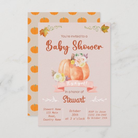 Het is een meisje baby shower Halloween uitnodigin Kaart (Voorkant / Achterkant)