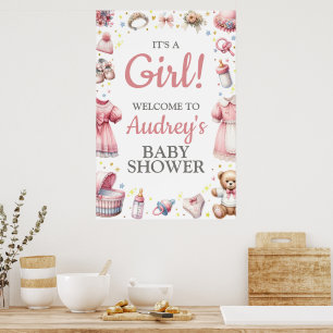 Het is een meisje! Baby shower hangende poster