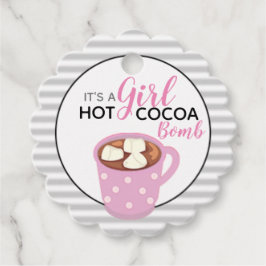 Het is een meisje Baby shower | Hete cacaobom Bedankjes Labels