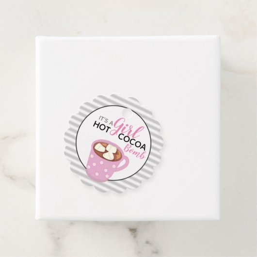 Het is een meisje Baby shower | Hete cacaobom Bedankjes Labels (In situ)