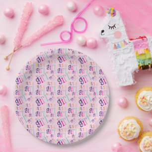 Het is een meisje Baby shower illustratiepatroon Papieren Bordje