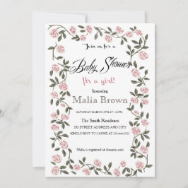 Het is een meisje! Baby shower Invitation ~Rozen~ Kaart