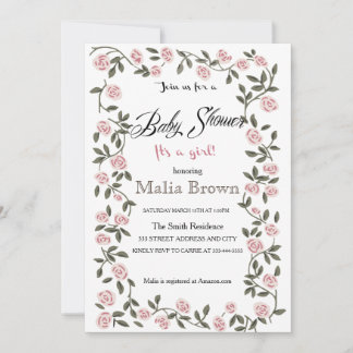Het is een meisje! Baby shower Invitation ~Rozen~ Kaart
