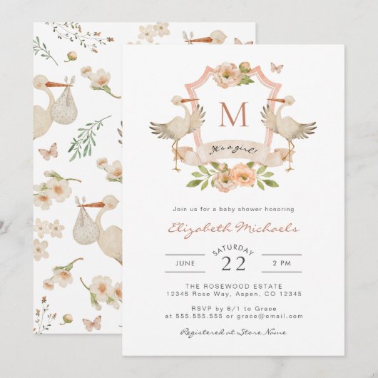 Het is een meisje. Baby Shower Kaart (Voorkant / Achterkant)