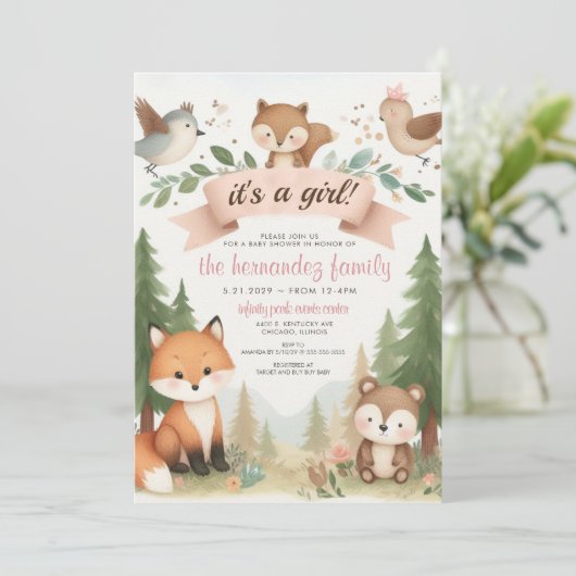 Het is een meisje Baby shower Kaart (Staand voorkant)