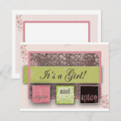 Het is een meisje Baby shower Kaart (Voorkant / Achterkant)