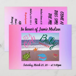 Het is een meisje Baby shower met Cute Ocean Critt Kaart