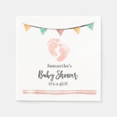 Het is een meisje Baby shower met voetafdrukken Servet (Voorkant)