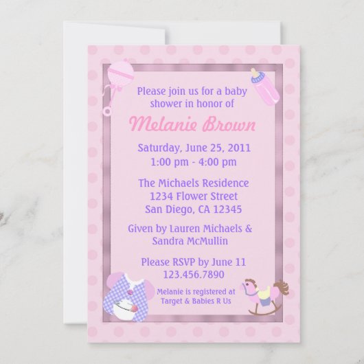 Het is een meisje Baby shower nodigt uit Kaart (Achterkant)