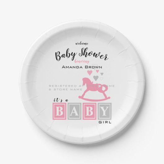 Het is een meisje Baby shower Papieren Bordje (Voorkant)