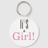 Het is een meisje! Baby shower Partij voor Sleutel Sleutelhanger (Voorkant)