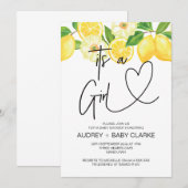 Het is een meisje Baby shower Party Summer Lemon Kaart (Voorkant / Achterkant)
