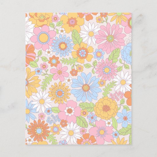 Het is een meisje baby shower retro bloemenuitnodi (Achterkant)