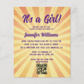 Het is een meisje baby shower retro QR code uitnod (Voorkant)