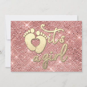 Het is een meisje Baby shower Roos Gold Feet Heart Kaart