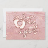Het is een meisje Baby shower Roos Marble Pink Fee Kaart (Achterkant)