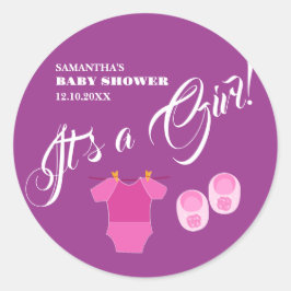 Het is een meisje! Baby shower Roze Modern. Servet Ronde Sticker