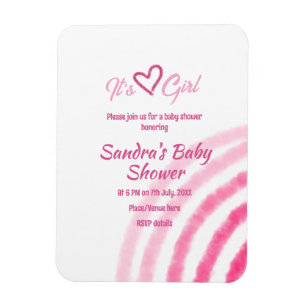 HET IS EEN MEISJE BABY SHOWER ROZE REGENBOOG PASTE MAGNEET