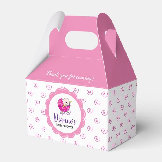 Het is een Meisje Baby shower Roze Spiraal Favor B Bedankdoosjes (Voorkant Zijde)