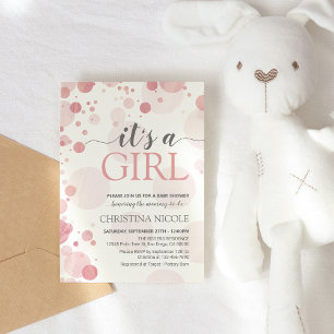 Het is een meisje Baby shower roze Stippen uitnodi Kaart