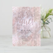 Het is een meisje Baby shower Shimmery Pearl Invit Kaart (Staand voorkant)