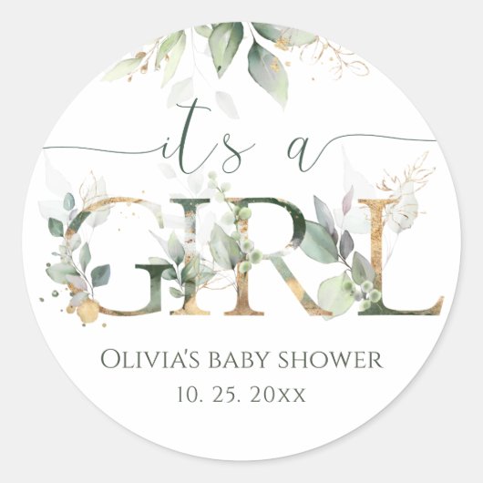 Het is een meisje Baby Shower Stickers (Voorkant)