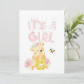 Het is een meisje Baby shower Teddy Bear HoneyBee Kaart (Staand voorkant)