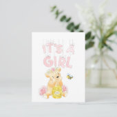 Het is een meisje Baby shower teddybeer Briefkaart (Staand voorkant)