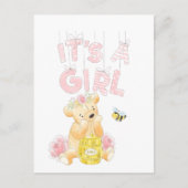 Het is een meisje Baby shower teddybeer Briefkaart (Voorkant)