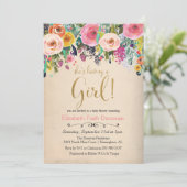 Het is een Meisje Baby Shower Uitnodiging (Staand voorkant)
