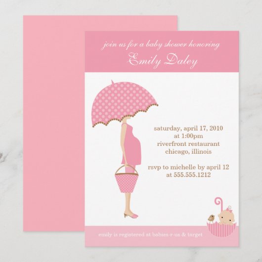 {het is een meisje!} baby shower uitnodiging (Voorkant / Achterkant)