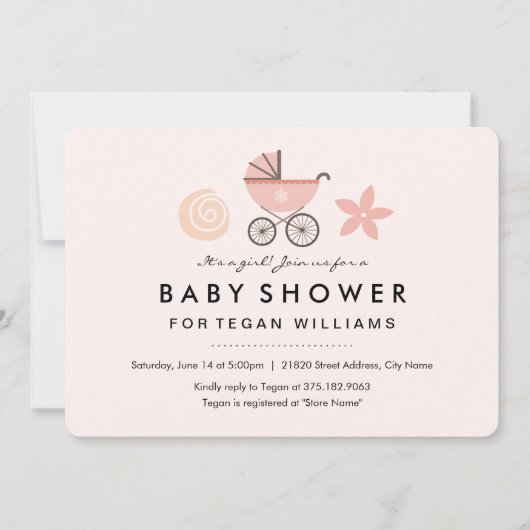 Het is een meisje | Baby Shower Uitnodiging (Voorkant)