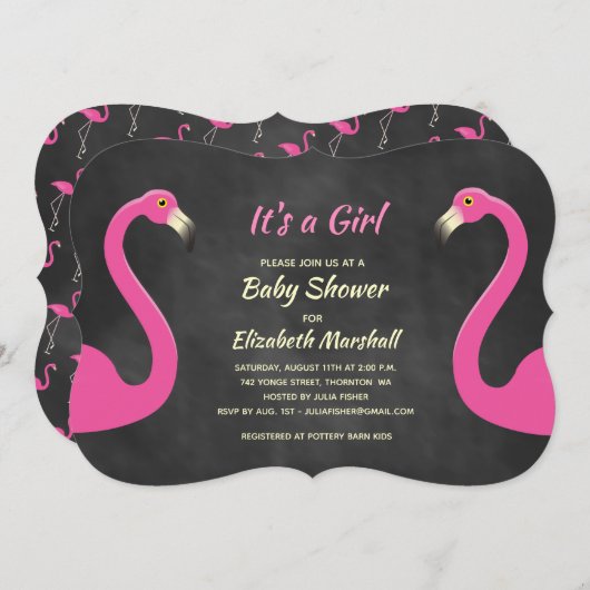 Het is een meisje Baby shower uitnodiging - Chalk (Voorkant / Achterkant)