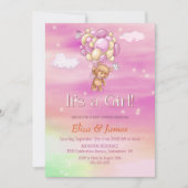 Het is een meisje! Baby shower van Teddy Bear Pink Kaart (Voorkant)