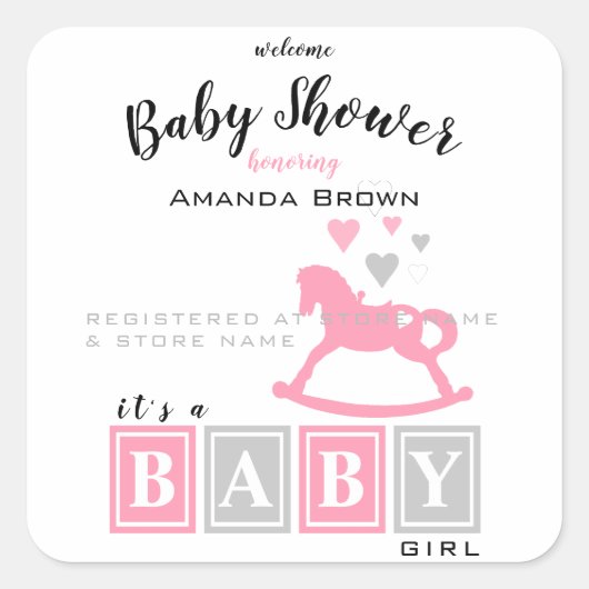 Het is een meisje Baby shower Vierkante Sticker (Voorkant)