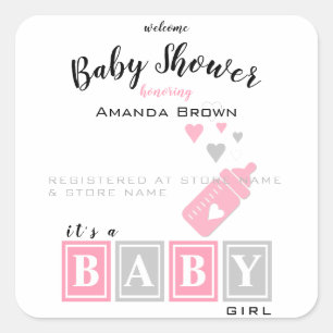 Het is een meisje Baby shower Vierkante Sticker