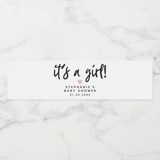 Het is een meisje Baby shower Waterfles Etiket (Enkel label)