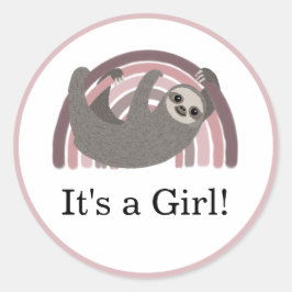 Het is een meisje! Baby sloth baby shower sticker