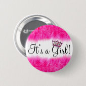 “Het is een meisje!” Baby Tiara Ronde Button 5,7 Cm (Voorkant /achterkant)