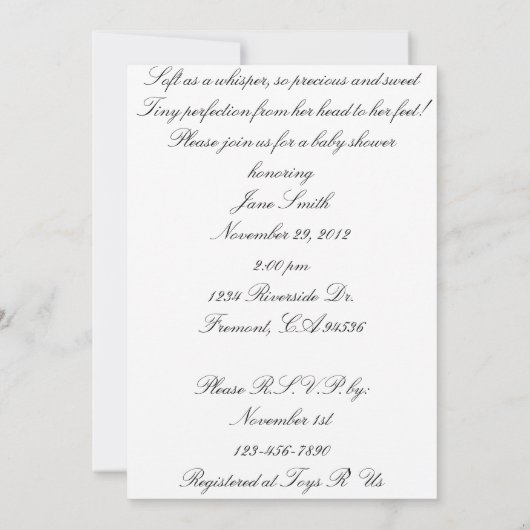 Het is een meisje. Babyschoenen Kaart (Achterkant)