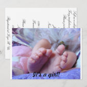 Het is een meisje. Babyschoenen Kaart (Voorkant / Achterkant)