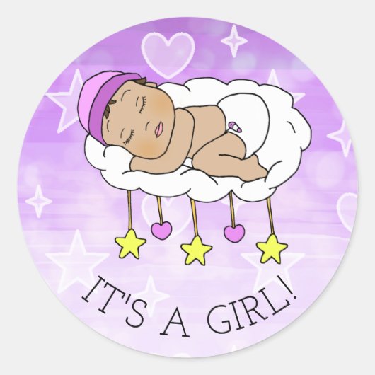 Het is een meisje, babyshower of geboorteaankondig ronde sticker (Voorkant)