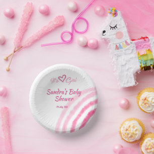 HET IS EEN MEISJE BABYSHOWER ROZE REGENBOOG PASTEL PAPIEREN KOMMEN